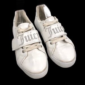 Juicy Couture Cartwheel Rhinestone Sneakers Sparkly Bling Logo White Size 7